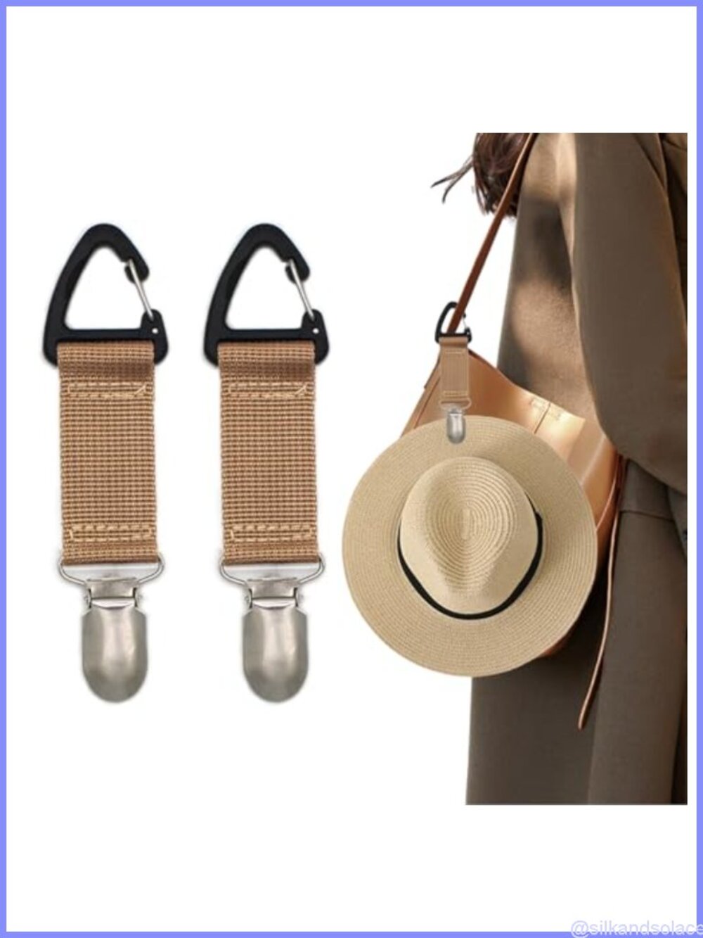 2 Pack Elastic Hat Clip for Travel Hands Free Bag Accessory